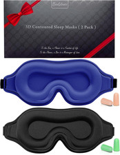 Sleep Mask, 2 Pack 3D Contoured Sleeping Eye Masks for Lash Extensions, Night Mo