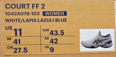 Size W-11/M-9.5, Asics Court FF 2 Tennis Shoes Novak Djokovic White 1042A076-103