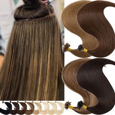 Pre Bonded Nail U Tip Real Remy Human Hair Extensions Keratin Glue Fusion Hair
