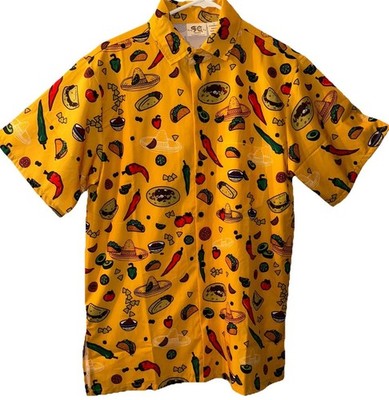 FG Funny Guy Taco Button Down Shirt Chili Pepper Food All Over Print Fun Men s M