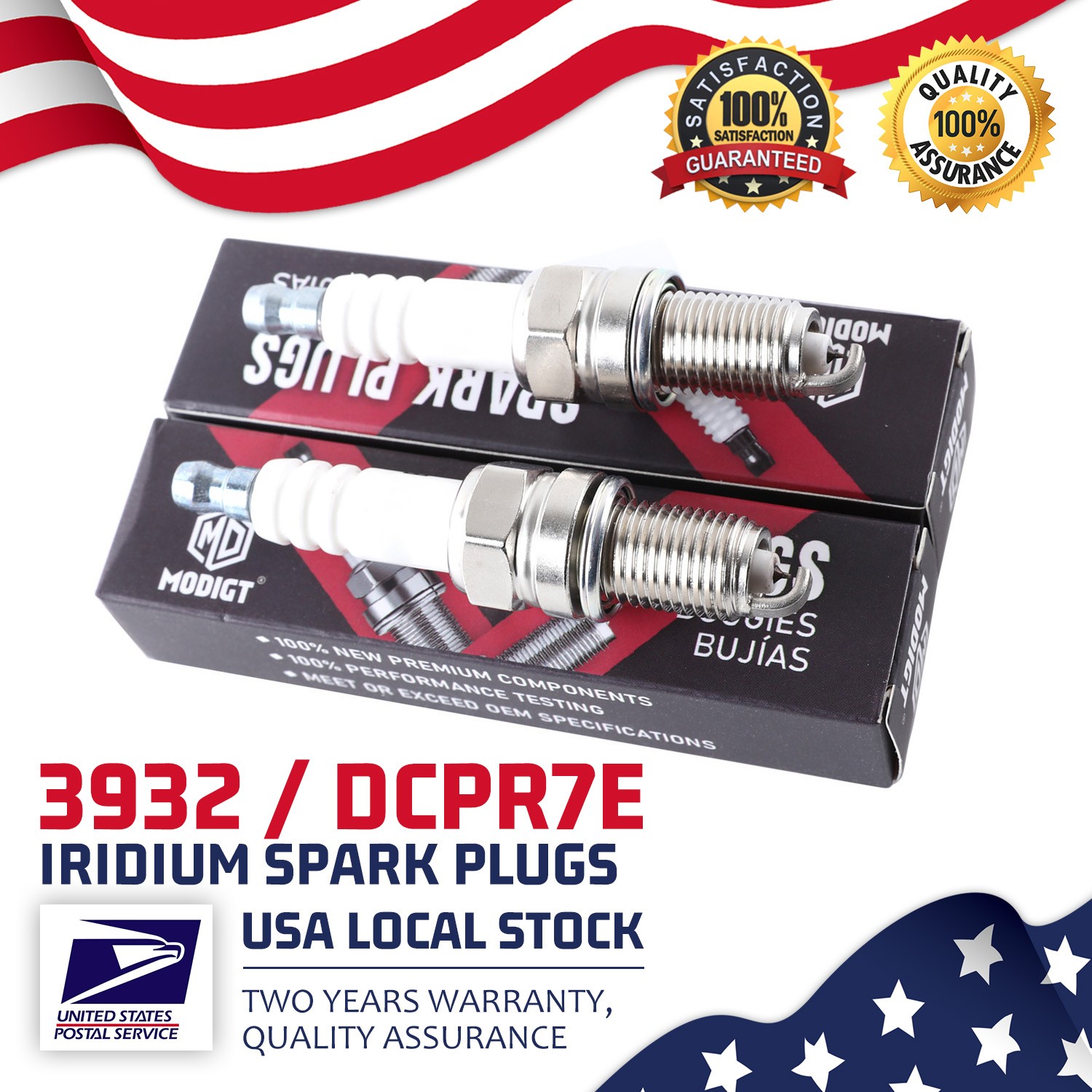 Genuine Quality For NGK DCPR7E / 3932 OEM Spark Plug Set 2Pcs, US FREE SHIPPING
