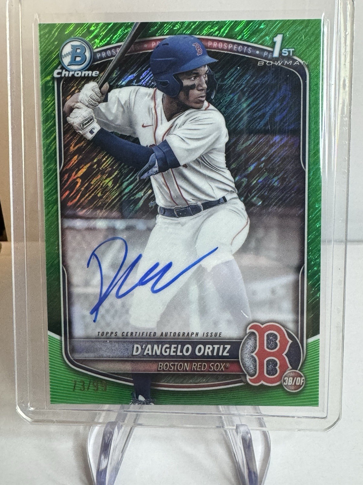 2025 Bowman Chrome D'Angelo Ortiz Green Shimmer Refractor 1ST #'d 73/ 99 Auto