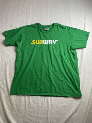 Subway T-Shirt Employee Staff Uniform Green Men's XL Restaurant Promo Graphic