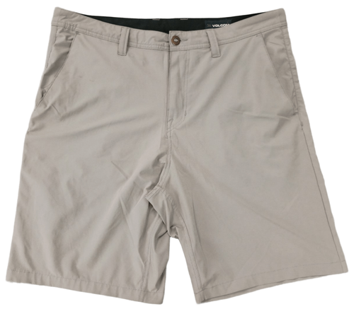 Volcom Herren 36 Surf N' Turf Hybrid Shorts hellbraun khaki grau vorne flach Stretch