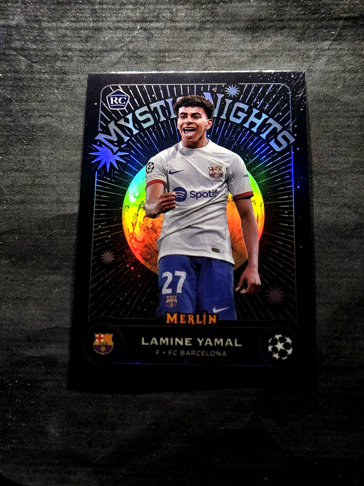 2023-24 Topps Merlin Mystic Nights RC Lamine Yamal Rookie Refractor MN-8 MINT 🔮 view 5