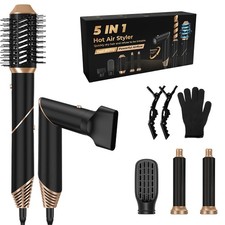 5-in-1 Hot Air Styler Straightener Curler Dryer Automatic Wrap Hair Brush Set