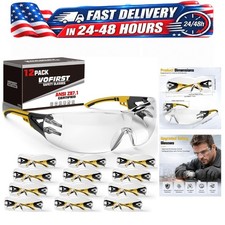 VOFirst 12 Pack Clear Safety Glasses Bulk ANSI Z87.1 UV Scratch Resistant