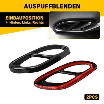 2x Schwarz Auspuffblende Abdeckung Auspuff für Benz W176 W246 CLA C117 A205 S213