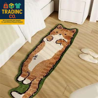 Area Rugs for Bedroom 1.3' X 3.9', Washable Cat Irregular Shaped Rug Cute Carpet