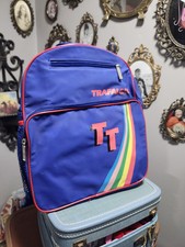Trafalgar 1980s Vintage Tote Crossbody Shoulder Bag Blue Rainbow Travel Carry On