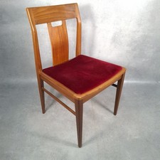 Mid Century Dining Chair Cherry Red Upholstered Velvet Seat Scandi Style 70s