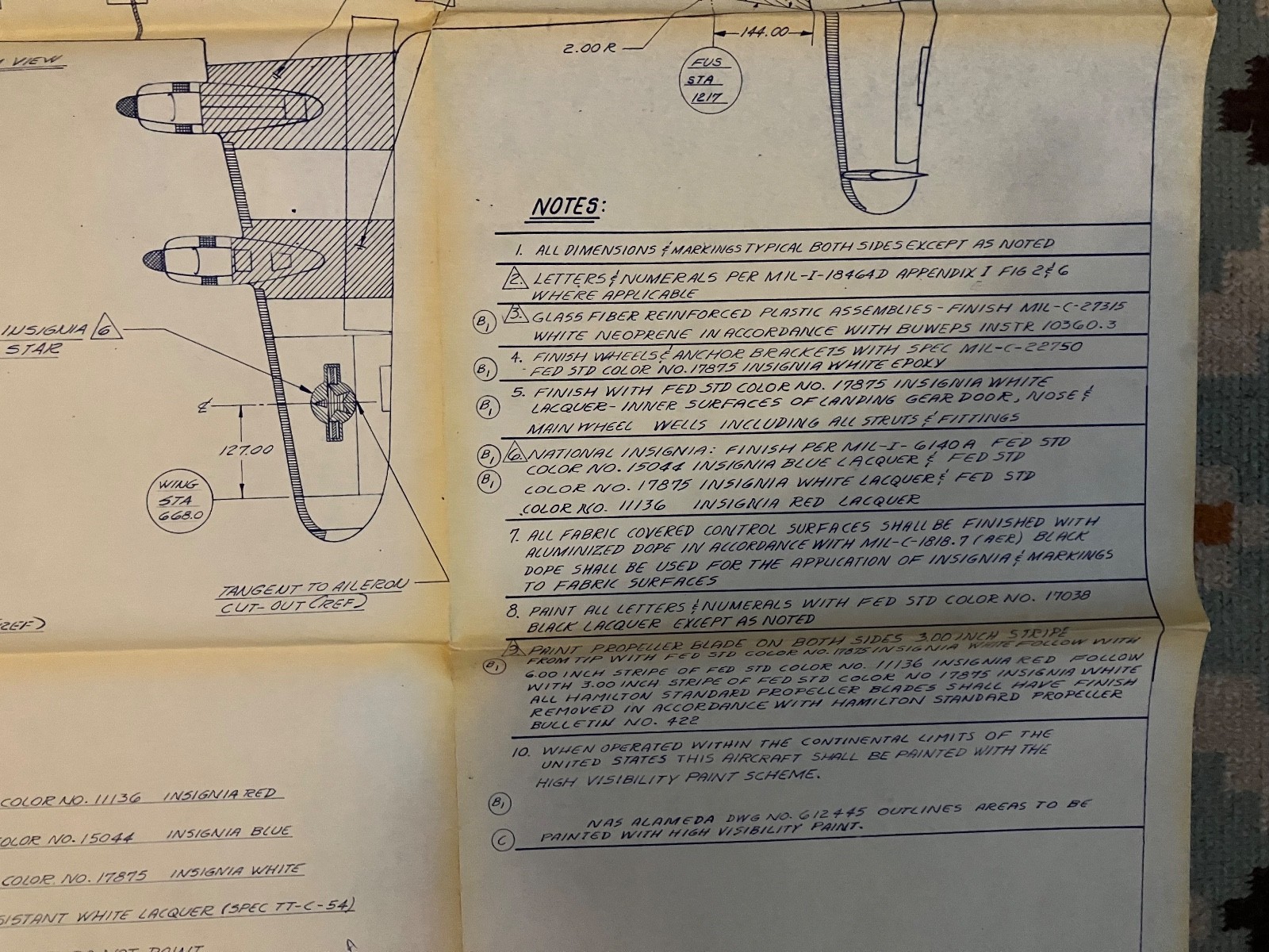 Lockheed C-121j Constellation paint scheme blueprint