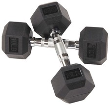 Rubber Encased Hex Dumbbells 10 lbs Pair Black