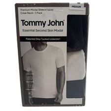 NEW Tommy John Essential Second Skin Modal Crew Neck Undershirt 3 Pack Mens M