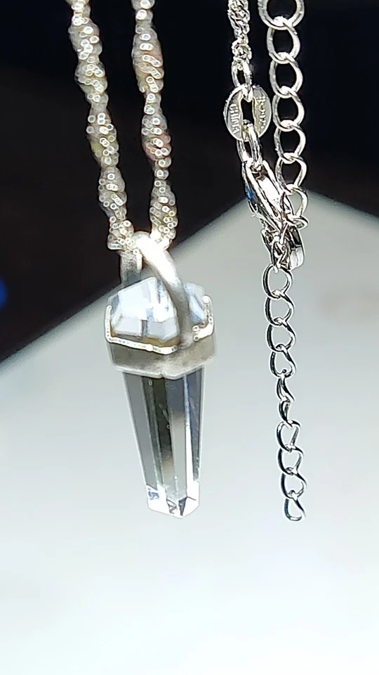Colgante de plata de ley 925 cristal de roca hexagonal Reiki Chalcra en punta cadena de 20" Foto 4 de 4