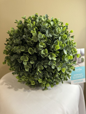Martha Stewart Faux Topiary Eucalyptus Ball UV Resistant Indoor Outdoor 8''
