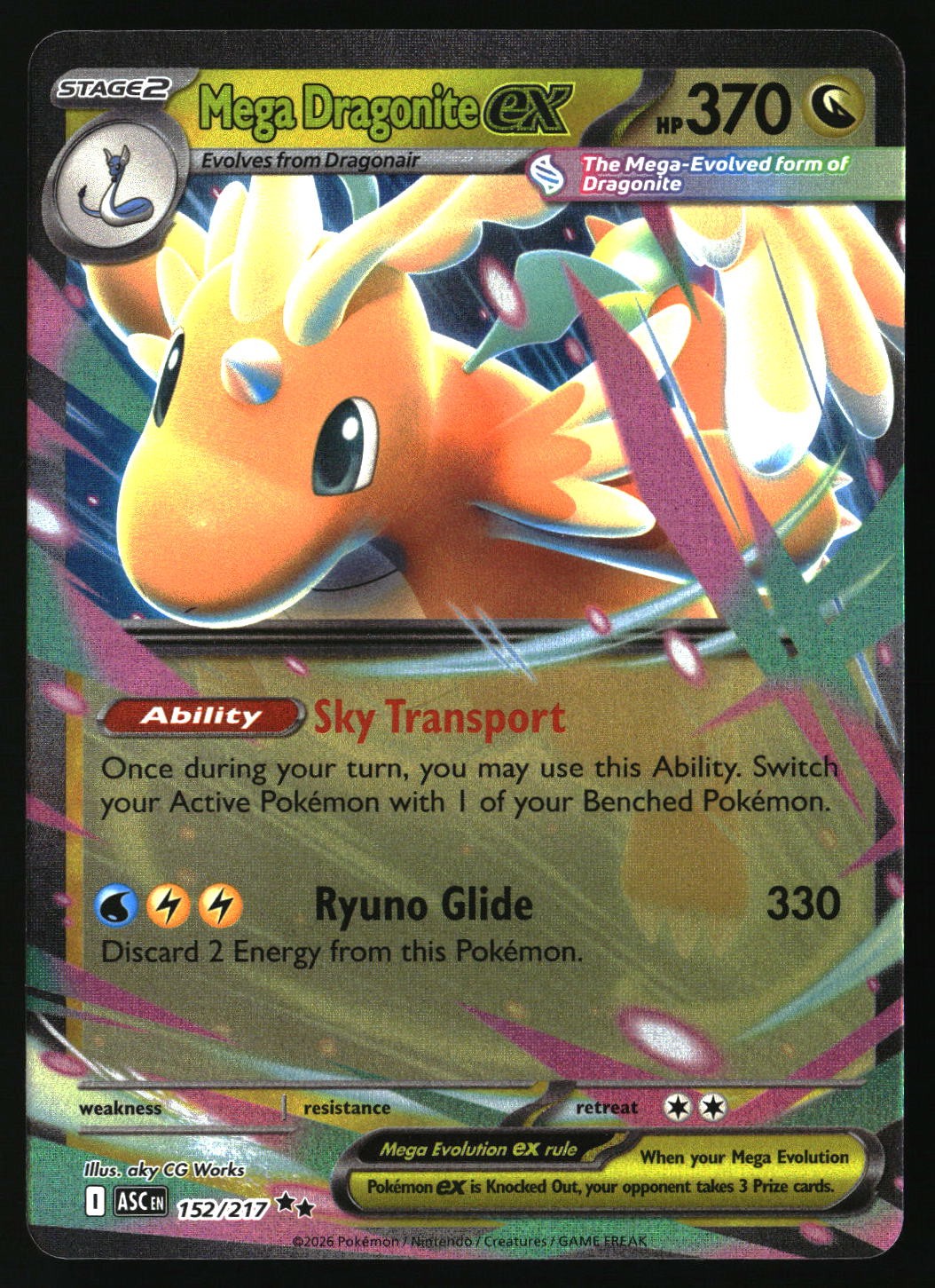 MEGA DRAGONITE EX 152/217 DOUBLE RARE ASCENDED HEROES POKEMON HOLO NEAR MINT