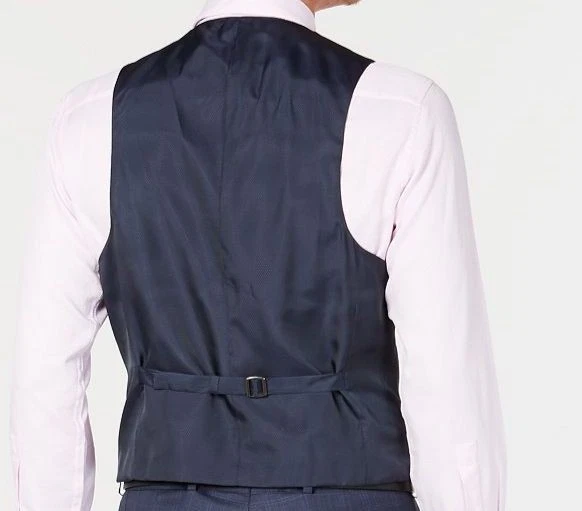 Michael Kors Men Blue Classic Fit 5-Button Wool Plaid Dress Suit Vest Size 42L - Image 2 of 2