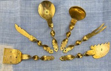Vintage Thai Siam Brass Set 6pc MCM 5 Twisted...