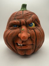 Vtg Scioto Ceramic Mad Face Pumpkin Jack O-Lantern Wise Guy Scary Halloween