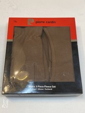 Ensemble gants polaire marron Pierre Cardin homme écharpe bandeau grand / XL neuf boîte usure