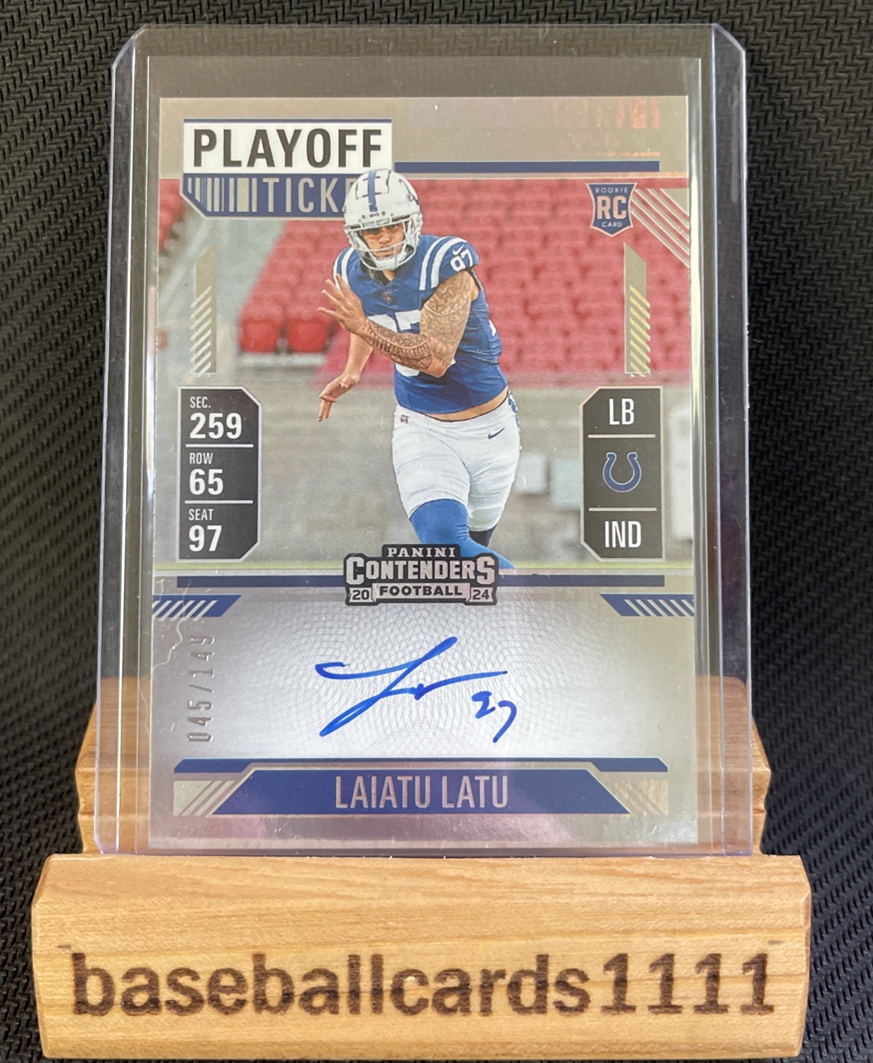 2024 Panini Contenders Laiatu Latu RC Rookie Playoff Ticket Auto /149 F6