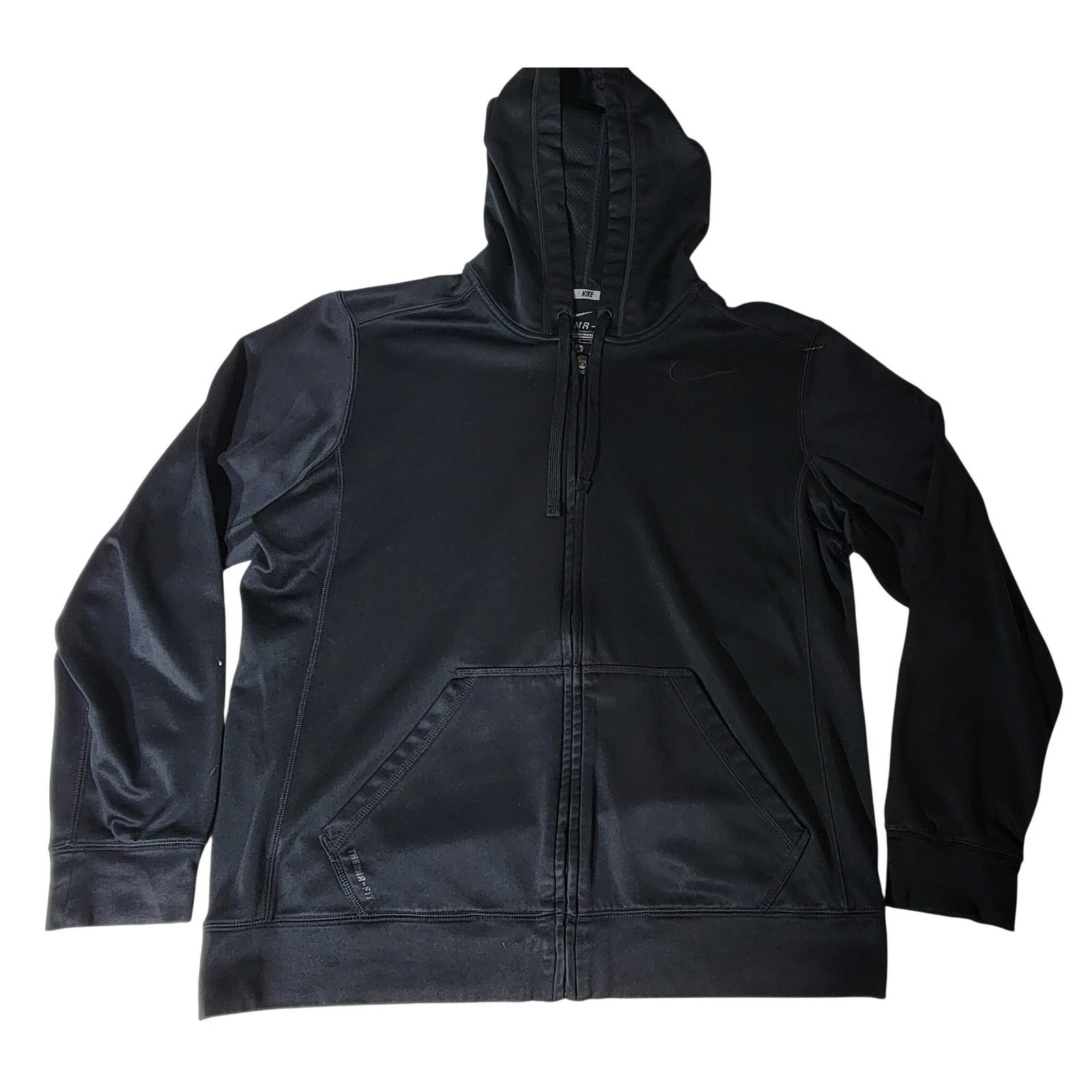Nike Mens Therma-FIT Full Zip Hoodie Black Performance Sweatshirt Medium