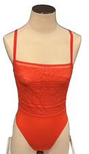 Wolford Straight Laced Bodysuit Color: Red Glow Size: Medium Cup C 79266