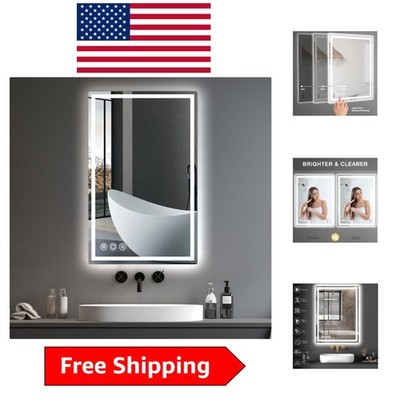 Modern 24''x40'' Backlit LED Mirror with Adjustable Brightness & Anti-Fog