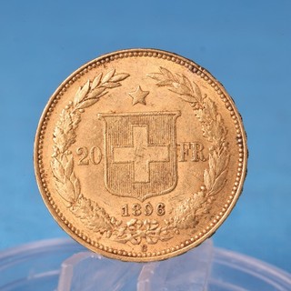 Svizzera 20 franchi 1896 B Helvetia 6 45 grammi oro 900 VZ