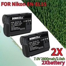 2PACK 2800mAh EN-EL15 Battery for Nikon D750 D800 D800E D810 D7100 D7200 D600