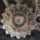 Vntg Federal Carnival Glass Clear Iridescent Star Petal Flower Serving Bowl 9.5"