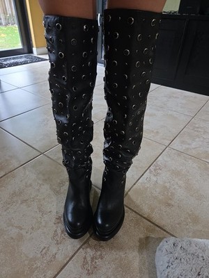 Paloma Barcelo Womens Platform  Boot  Black Leather Size 41 EUR