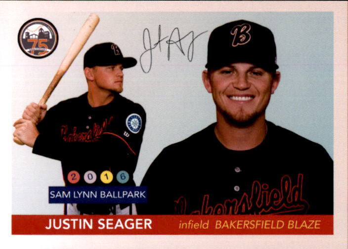 2016 Bakersfield Blaze Team Issue 25 Justin Seager Charlotte