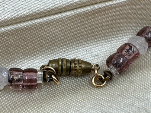 LOUIS ROUSSELET FRANCE FRENCH VNTG NECKLACE HAND-POURED GLASS PINK-GOLD PURPLE - Picture 8 of 8