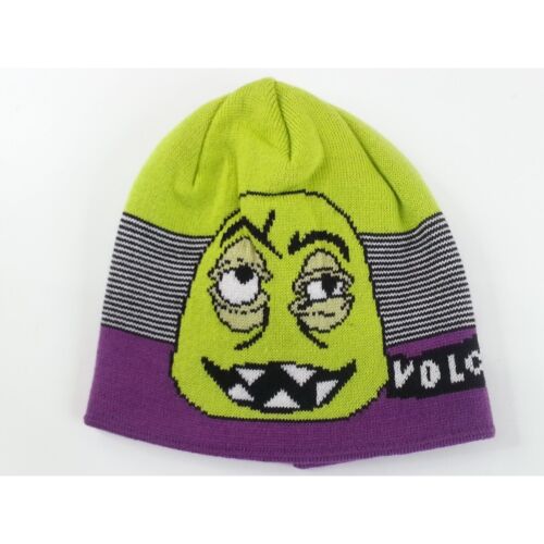 NWT New Faces Knit Beanie Lime Green Purple Beanie Hat - Picture 4 of 7