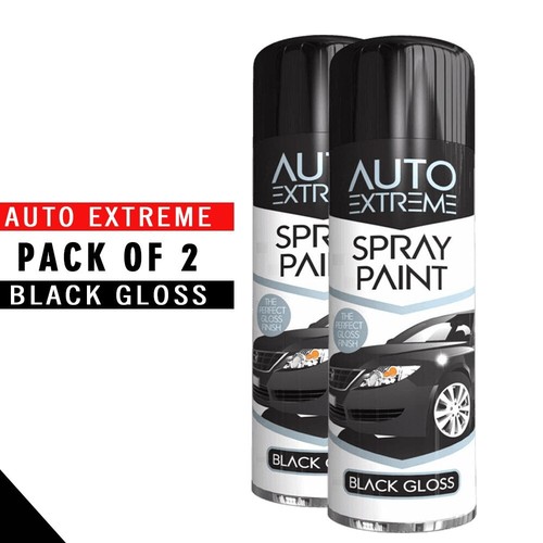 2x Black Gloss Spray Paint Aerosol Matt Gloss Satin Primer Metal Wood