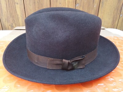 Dobbs Fedora Vintage Mens Brown Hat 100% Wool Made in USA Small