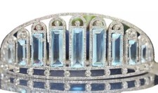 18.96ct Rose cut Diamond 925 Sterling silver Blue topaz wedding hair tiara Crown