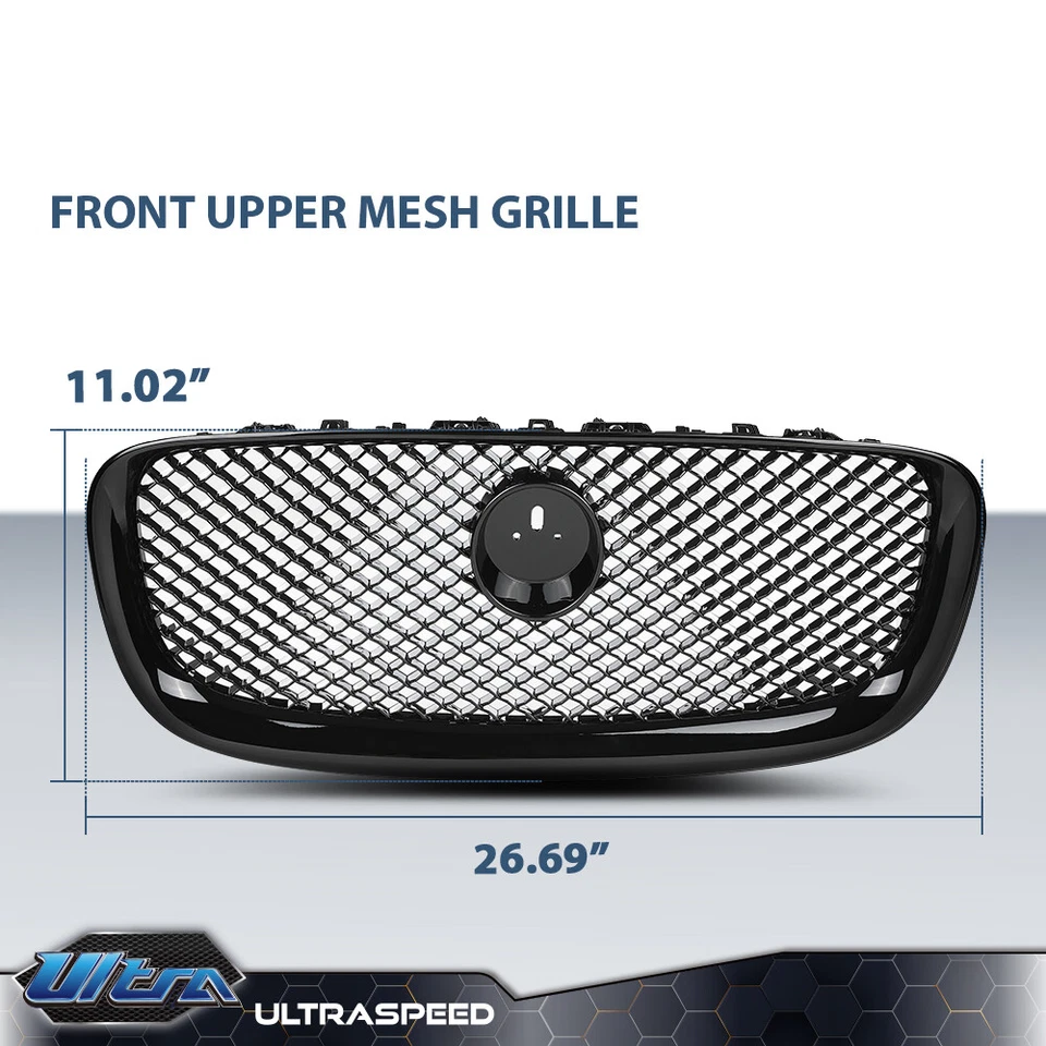 Parachoques delantero negro apto para Jaguar XF XFR 2012 2013 2014 2015 rejilla de malla superior Foto 3 de 4