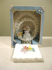Vintage Ceramic Wedding Bride Groom Cake Topper Box 1983 VGC Boy Girl 1985