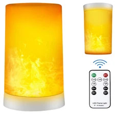 LED Flame Effect Light Flame Lamp with Remote & Timer USB Rechargeable 4 Mo