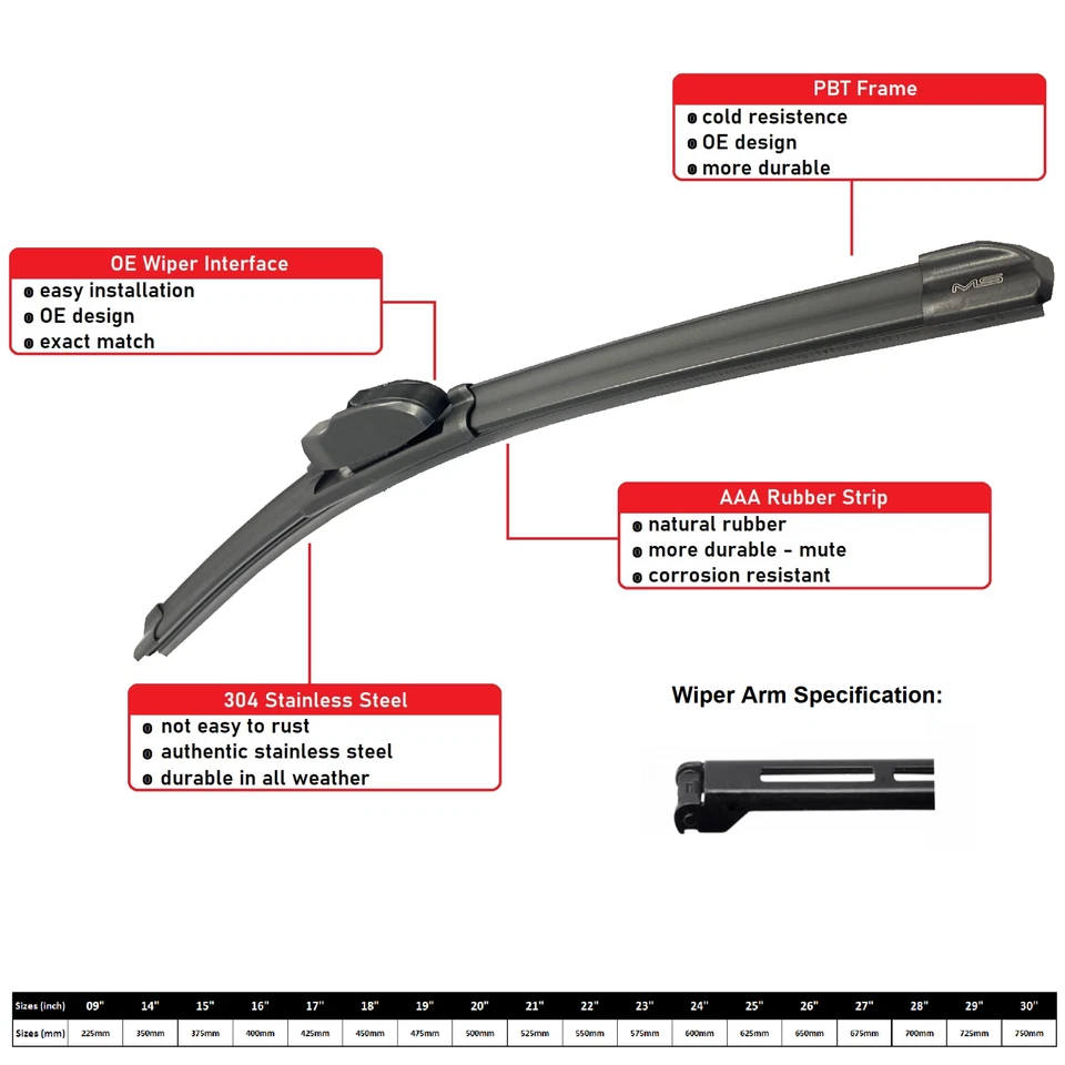 Front Windshield Wiper Blade For MERCEDES-BENZ C320 CLK320 2003-05 CLK 63 AMG - Image 2 of 4