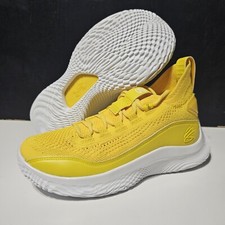 NEW Under Armour Curry Flow 8 Yellow Basketball Shoes Boys Size 4Y 3023527-701