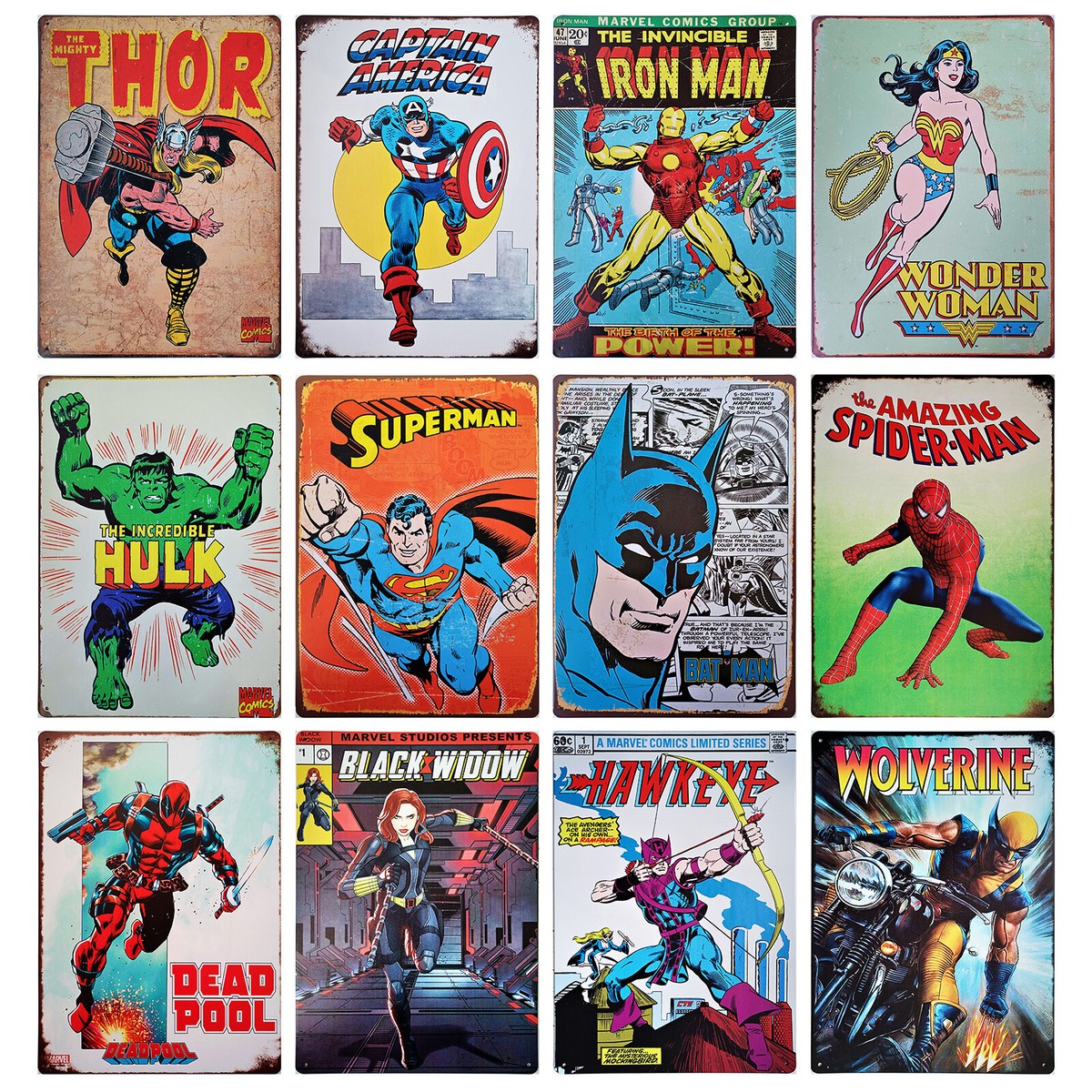Comic Superheroes Metal Sign 20x30 cm Vintage Retro Marvel DC 