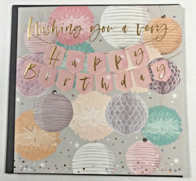 Elle Bauchnabel Designs Wishing You A Very Happy Birthday Wimpelkette große Karte