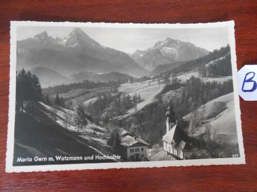 Postkarte Beyer Maria Gern m.Watzmann und Hochkalter - Afbeelding 1 van 2