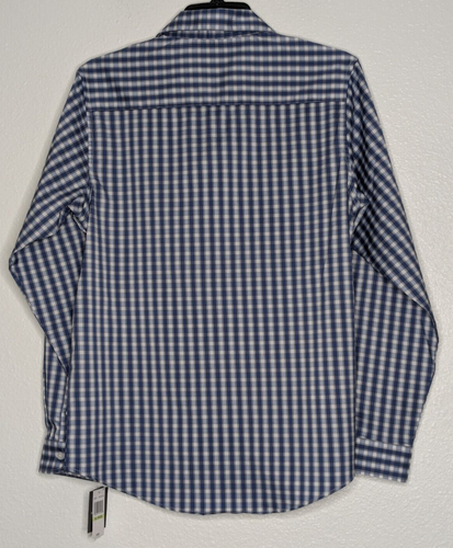 Van Heusen Boy's Flex Never Tuck Plaid Shirt Size XL Blue White Long Sleeve $45 - Picture 2 of 8