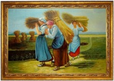Quadro olio lavoro fieno, Julien Dupre dipinto a mano firmato F:60x90cm