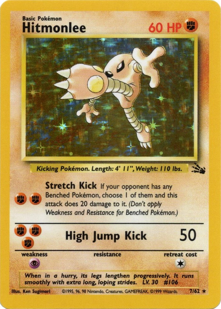 Pokemon Fossil Holo Rare Hitmonlee #7 Pokemon Fossil Holo Rare Hitmonlee #7